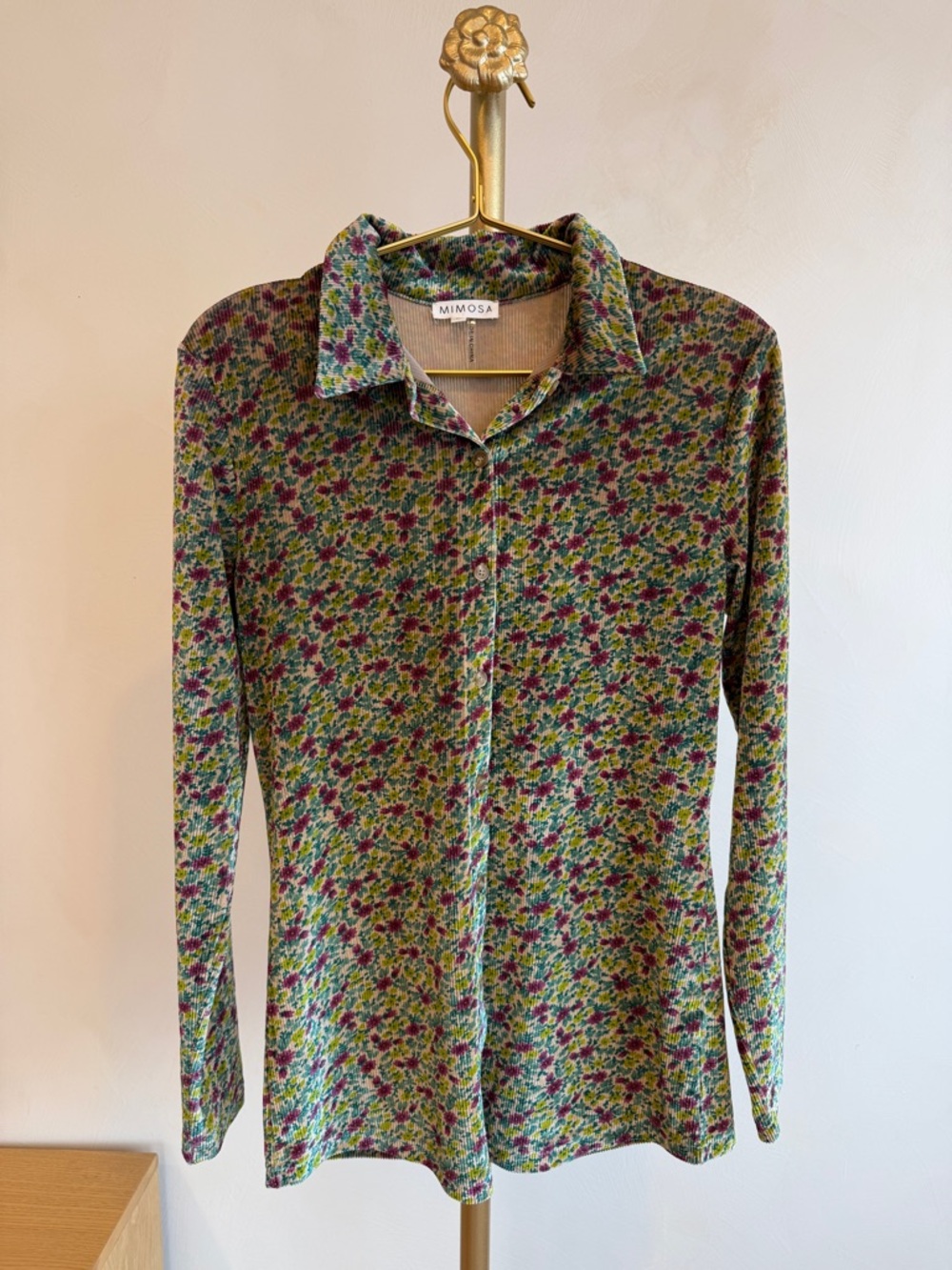 NWOT MIMOSA Floral Button-Up Shirt in Green and Pink